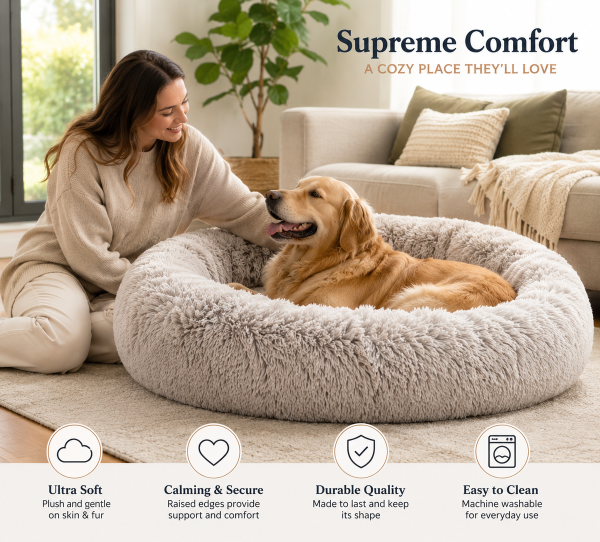 Anxiety Relief & Calming Dog Bed